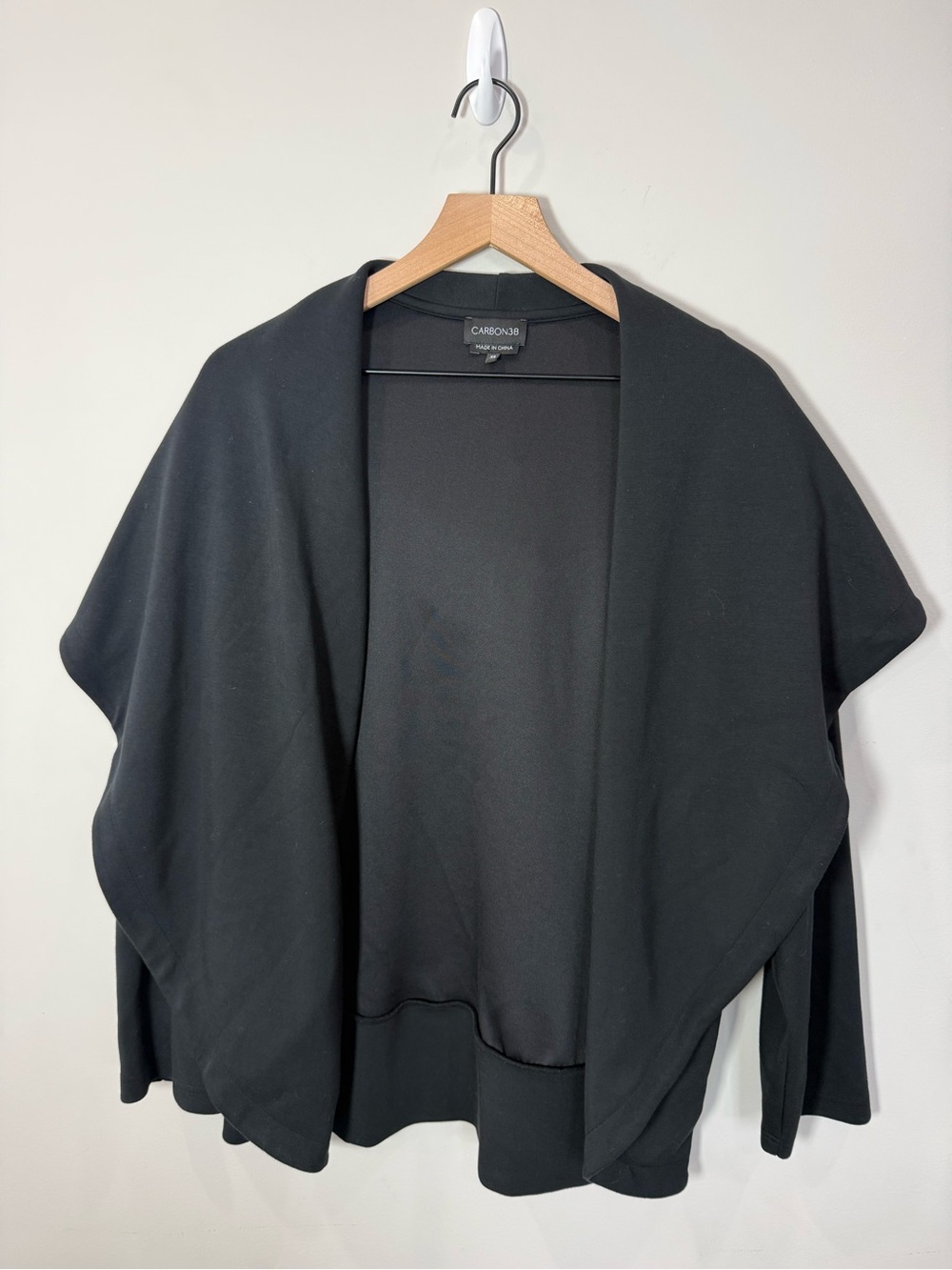 Carbon38 Oversized Hooded Wrap Cardigan Jacket Black Cocoon XS